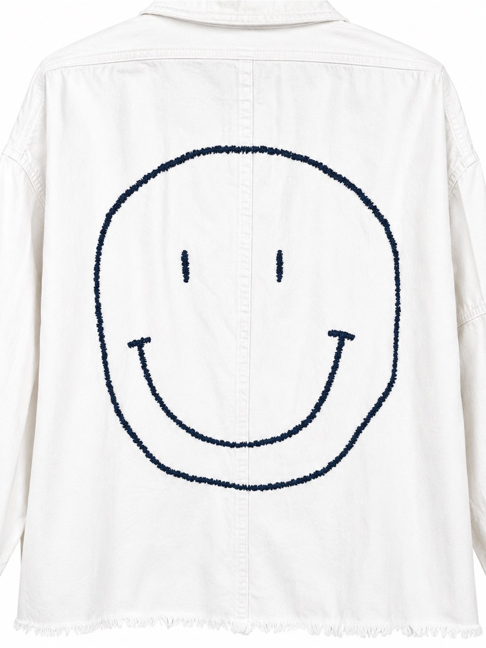 ELAN Dolly Smiley Face OVERSIZED Utility Shacket White 100% Cotton - Picture 9 of 16
